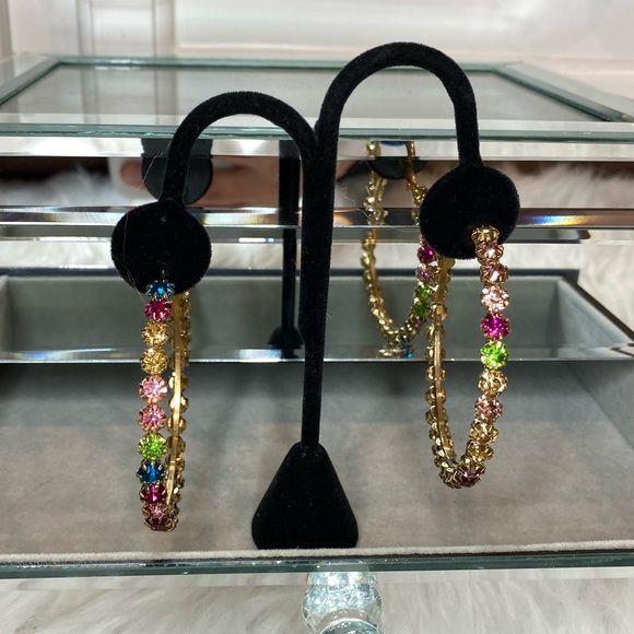 Brand New Multi-Color Rhinestone Hoops medium size - Picture 5 of 8